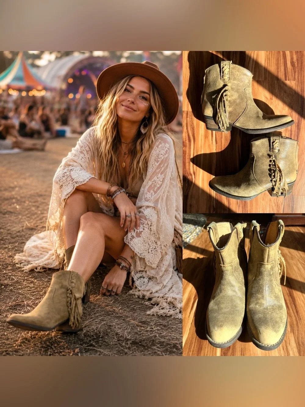 Very Volatile Genuine Leather Fringe Ankle Boots